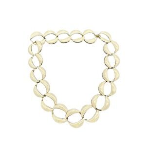 Vintage‎ Signed Napier Gold Tone White Enamel Link Collar Necklace 17"